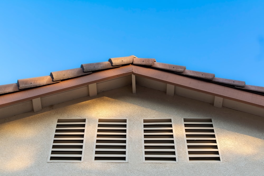 Attic ventilation window of a house.