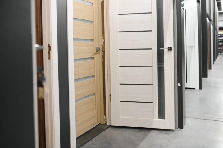 A large selection of entry doors made from different materials.