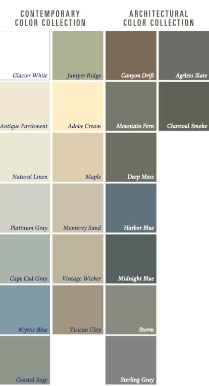 Insulated Vinyl Siding Color Collections Preview Table