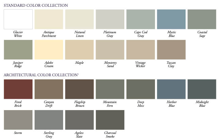 Vinyl Siding Standard & Architectural Collection Color Preview