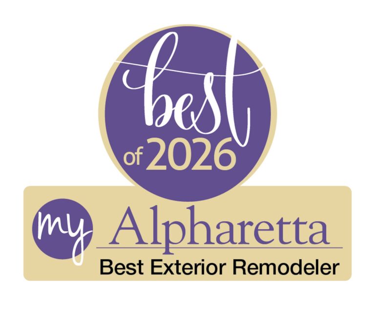 "Best of 2026" award badge for "my Alpharetta," recognizing Best Exterior Remodeler - Pinnacle Home Improvements
