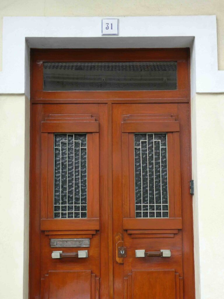 Brown wood double doors