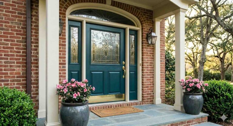Imposing, teal front door in the Southeast U.S. - Pinnacle Home Improvements